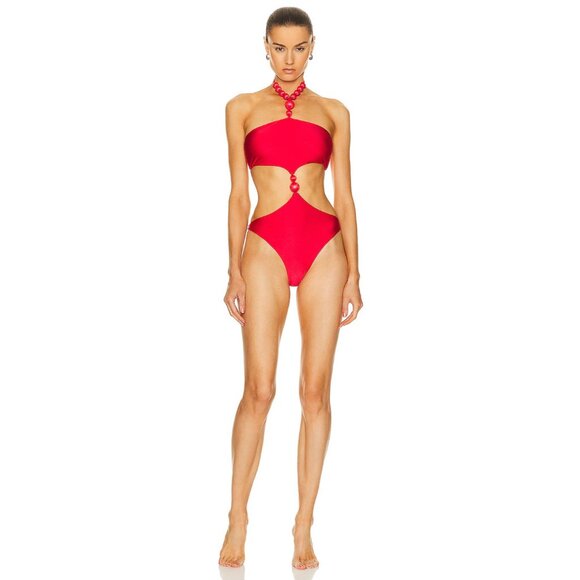 Cult Gaia Caitriona Halter One Piece Swimsuit in Lollipop Red - Picture 3 of 6